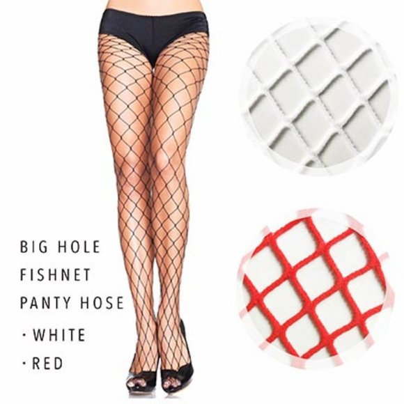 NWT Red Big Hole Fishnet Tights - Picture 3 of 3
